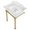 Kingston Brass 30 Carrara Marble Console Sink with Stainless Steel Legs, Marble WhiteBrushed Brass LMS30MSQ7 - alternate 1